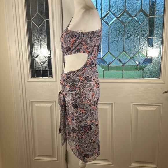 NWT MISA Los Angeles Calypso Cutout Midi Dress Blue M - Picture 5 of 8